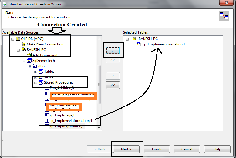 Select Created Procedure